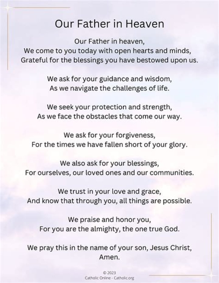 Are father in heaven prayer?