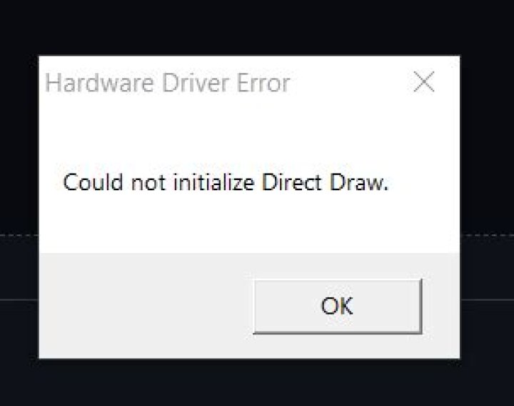 Could not initialize direct draw?