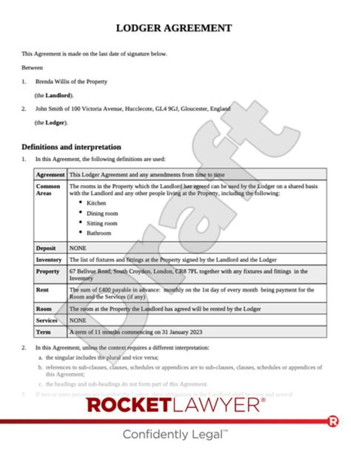 Do lodgers need a contract?
