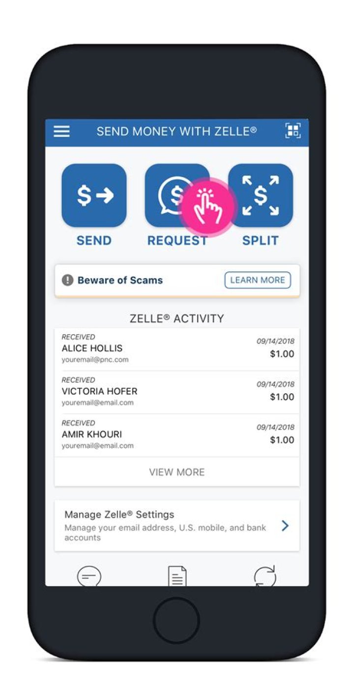 Does investors bank use zelle?
