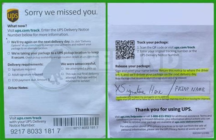 Does ups leave attempted delivery notice?