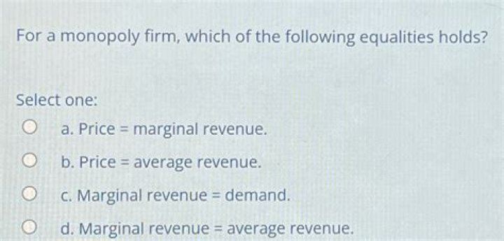 For a monopoly firm which of the following equalities holds?
