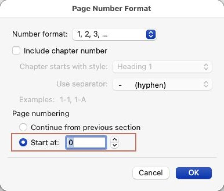 How to start numbering from 1 in word?