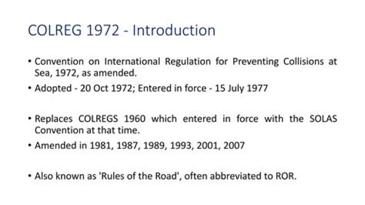 In what date colregs entered into force?
