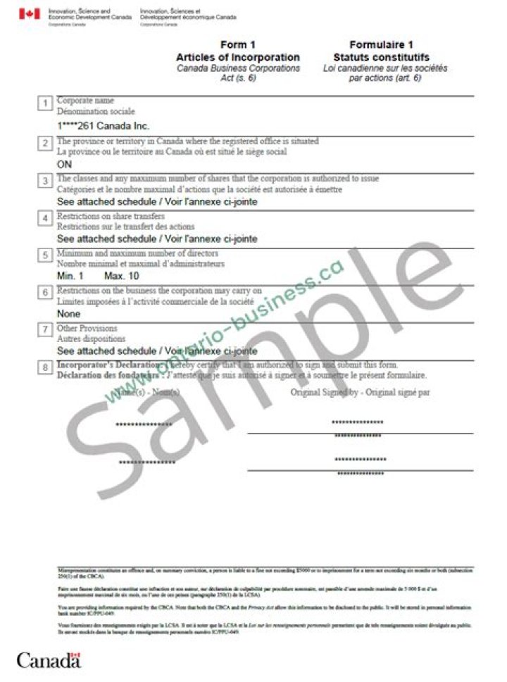 On articles of incorporation?