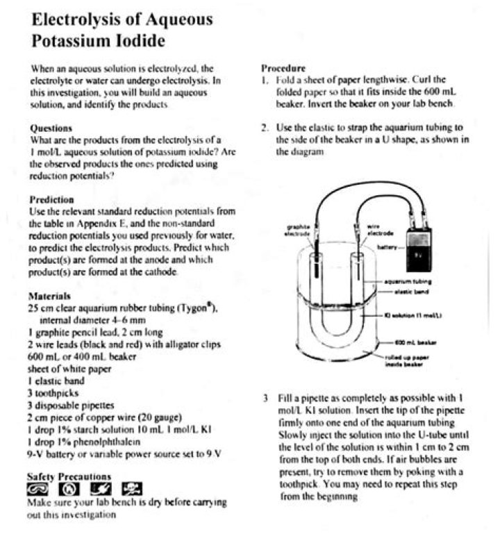 What are the products of electrolysing potassium iodide solution?