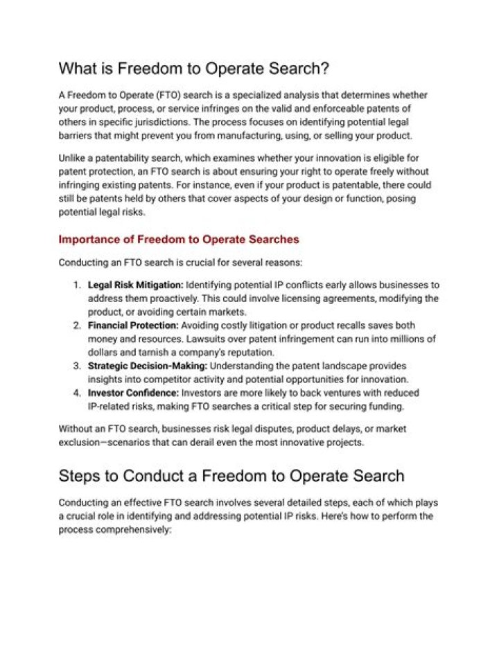 What is freedom to operate?