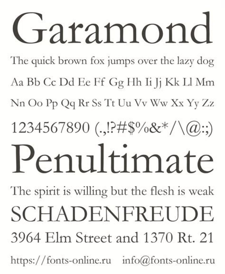 When was garamond font created?