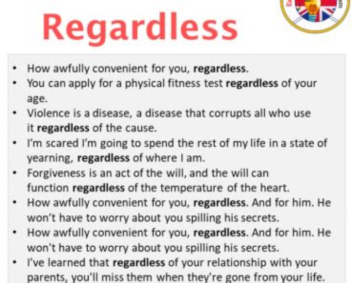 When was the word regardless first used?