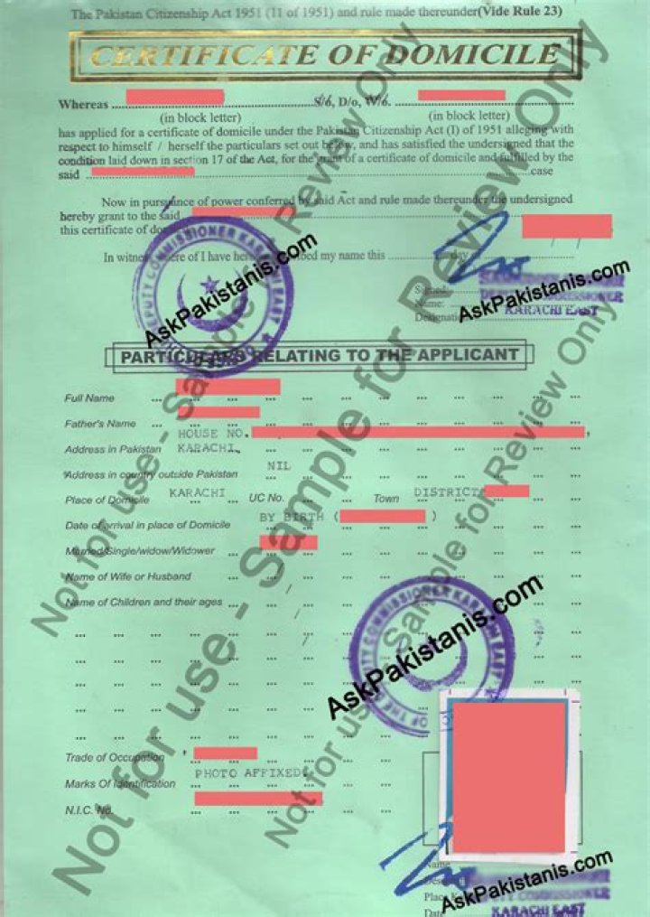 Where domicile certificate is made in karachi?