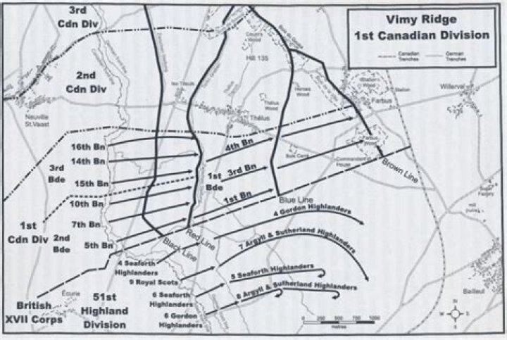 Which canadian battalions fought at vimy ridge?