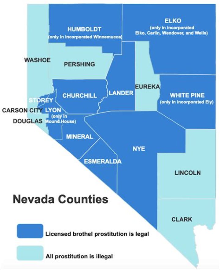 Which nevada counties prostitution legal?