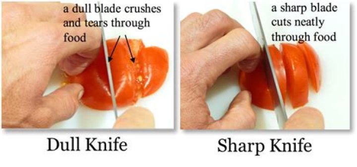 Why does sharp knife cut better?