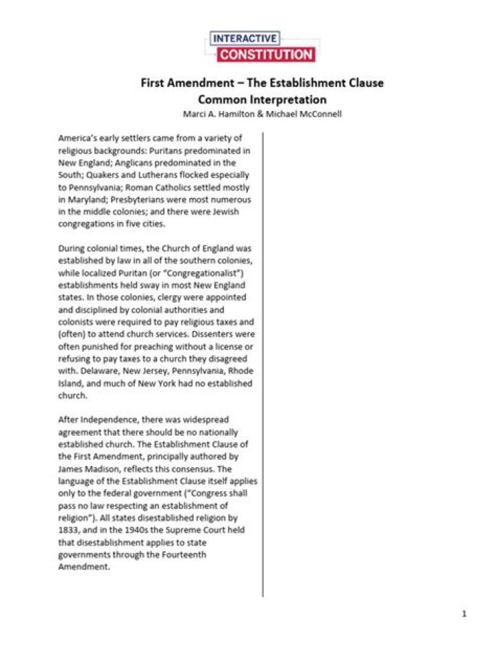 Why is establishment clause significant?
